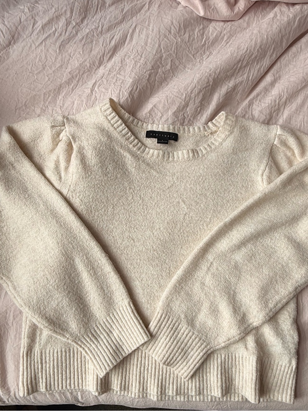 Sanctuary Cream Puff-Sleeve Crewneck Sweater